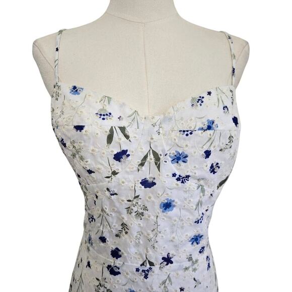 Chelsea 28 White Floral Embroidery Eyelet Babydoll Sundress L Cottage Romantic - Picture 2 of 11